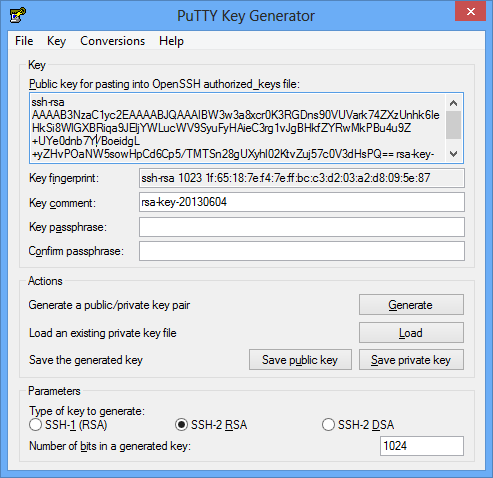Generate private key from public key puttygen